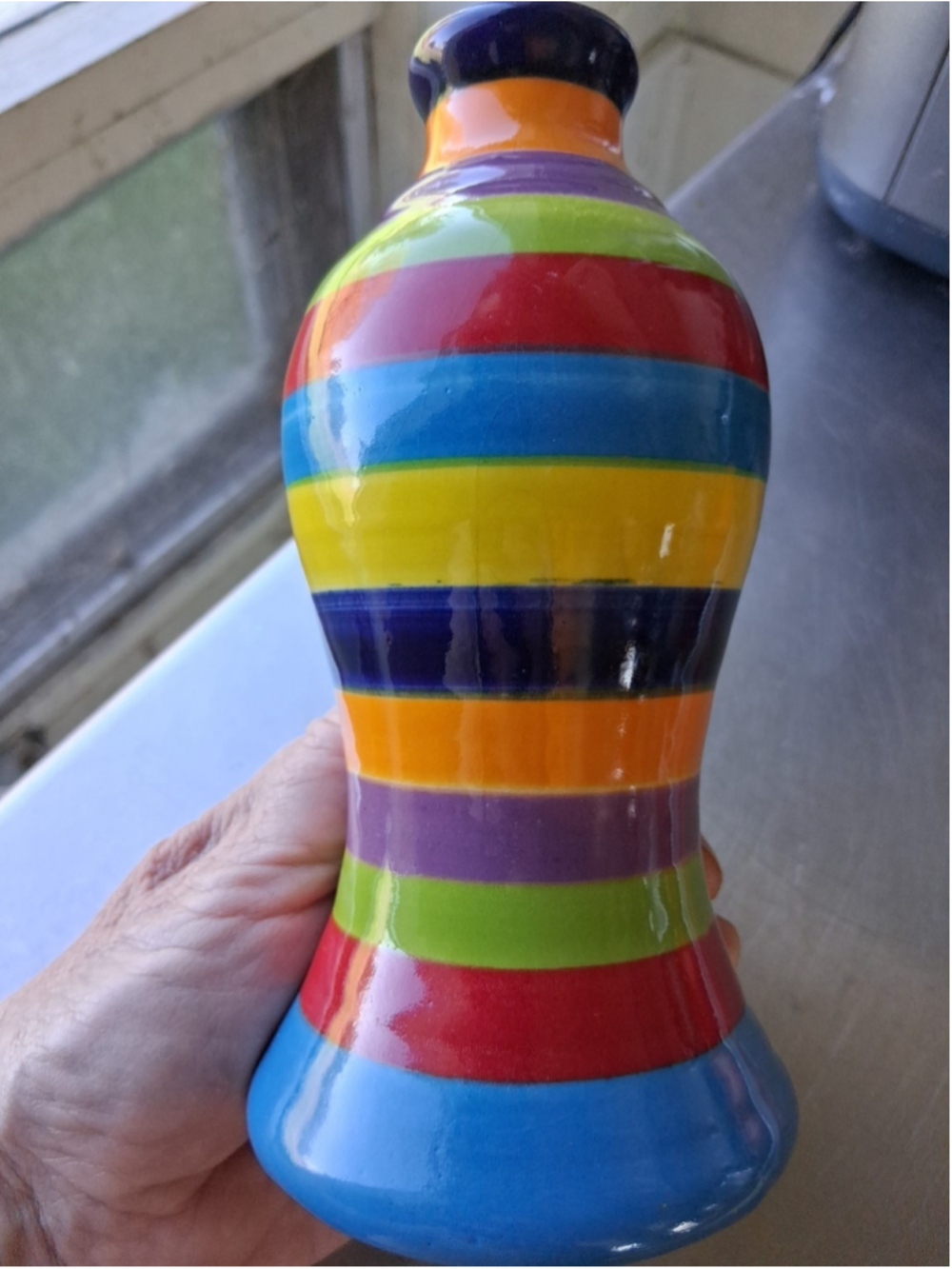 Ceramicas Anoru Made In Spain Bud Vase/Oil Cruet 6.50” Tall..3”Wide